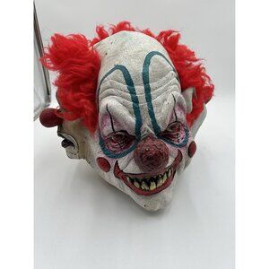Halloween Scary 4 Faced Clown Latex Full Mask Adult Red Hair Sharp Teeth Creepy